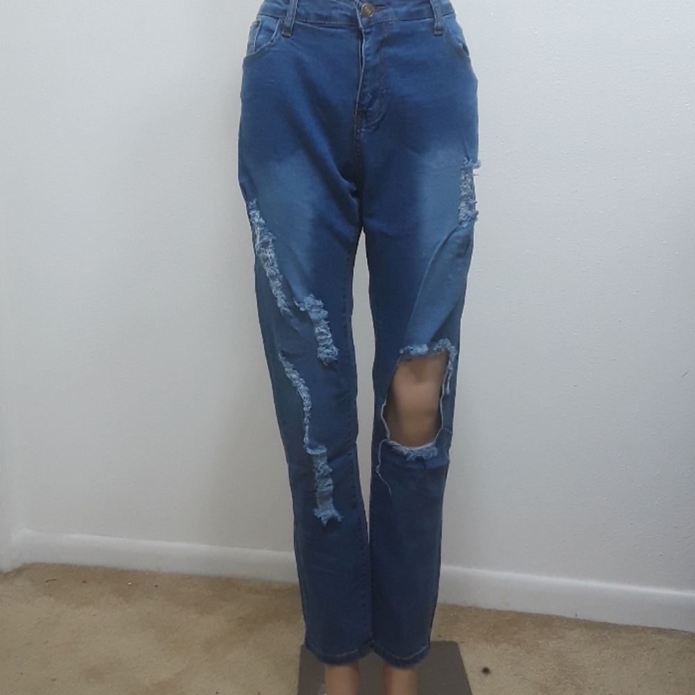 blue ripped jeans